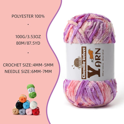 Chenille Crochet Pinkish Purple Yarn 3 Pack
