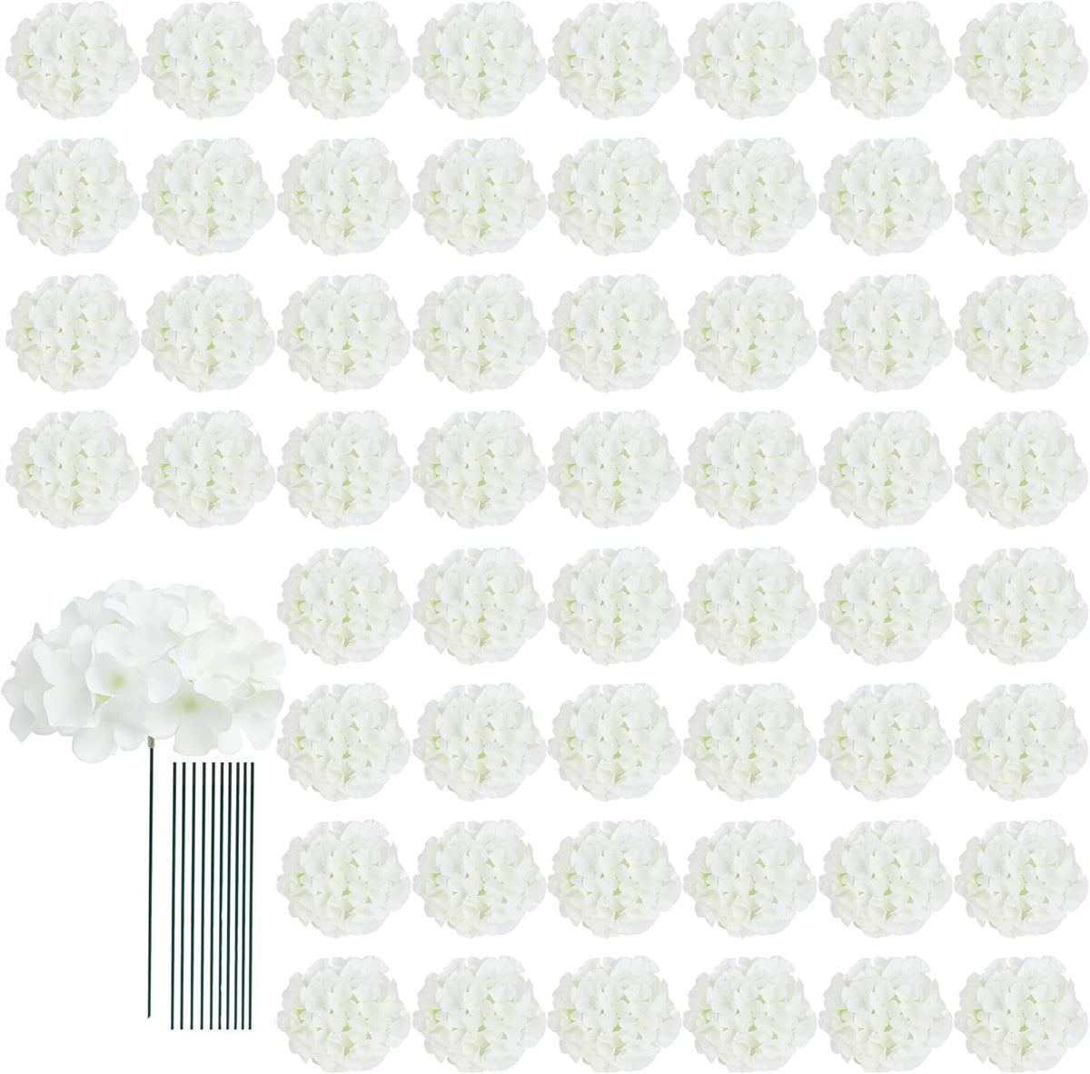 65pcs White Hydrangea Artificial Flowers Bulk Faux Hydrangeas