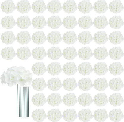 65pcs White Hydrangea Artificial Flowers Bulk Faux Hydrangeas