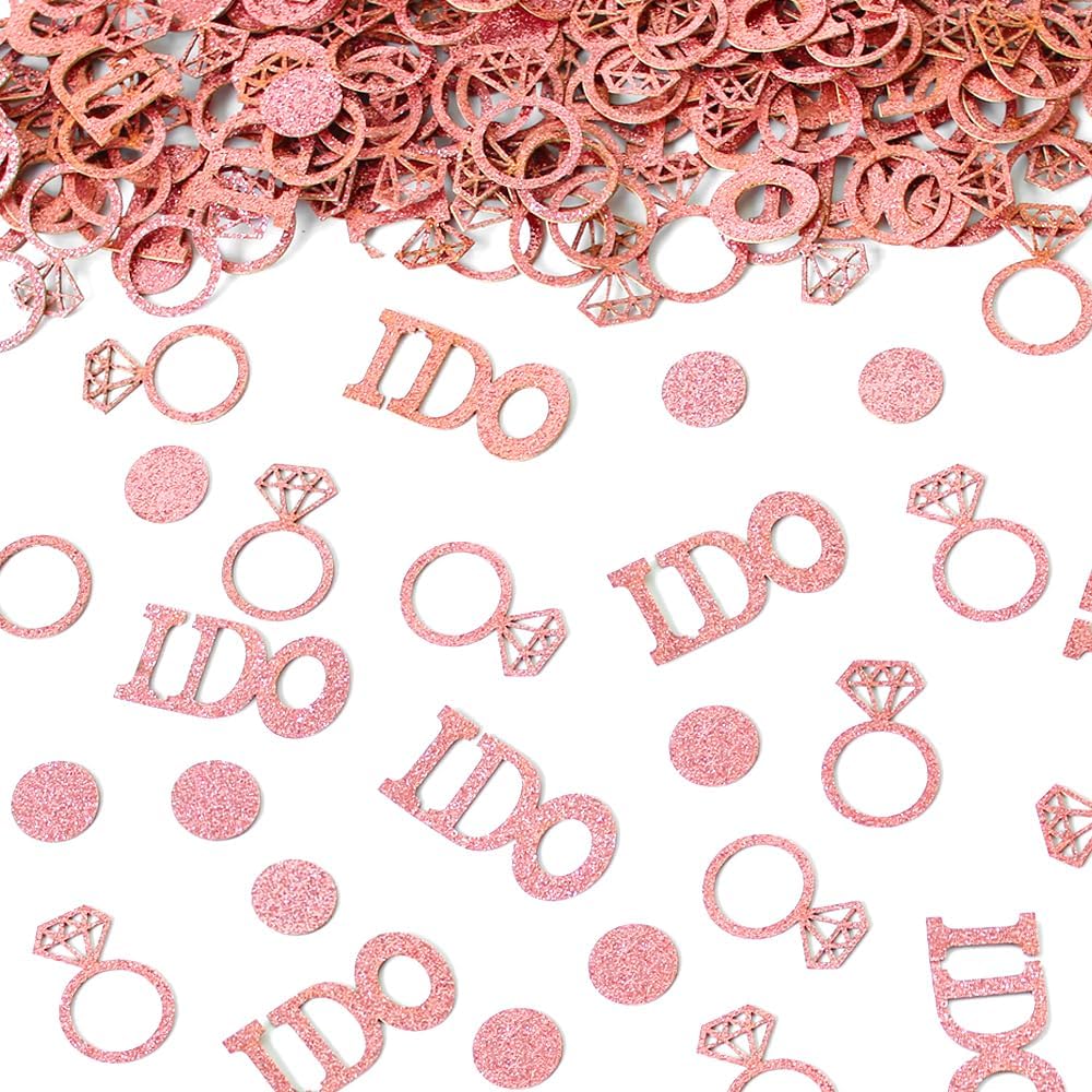 Rose Gold Bridal Shower Confetti for Tables Ring I Do Wedding Confetti for Engagement Valentine’s Day Bachelorette Party Decorations