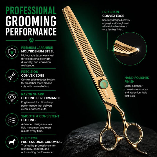 Kenchii Rose Dog Grooming Scissors, 25 Tooth Blending Shears, Dog Scissors for Grooming, Ergonomic Design for Comfort and Precision, Heavy Duty, Durable and Sharp