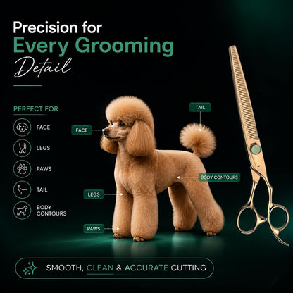 Kenchii Rose Dog Grooming Scissors, 25 Tooth Blending Shears, Dog Scissors for Grooming, Ergonomic Design for Comfort and Precision, Heavy Duty, Durable and Sharp