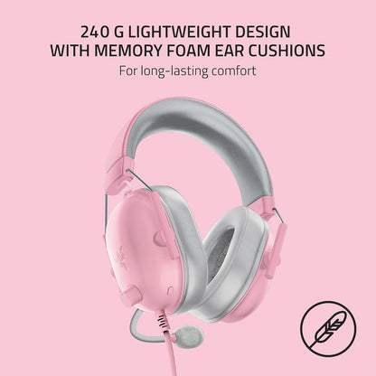 BlackShark V2 X Gaming Headset, 50mm Drivers, Quartz Pink