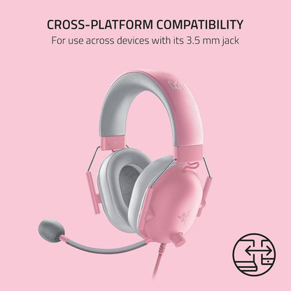 BlackShark V2 X Gaming Headset, 50mm Drivers, Quartz Pink