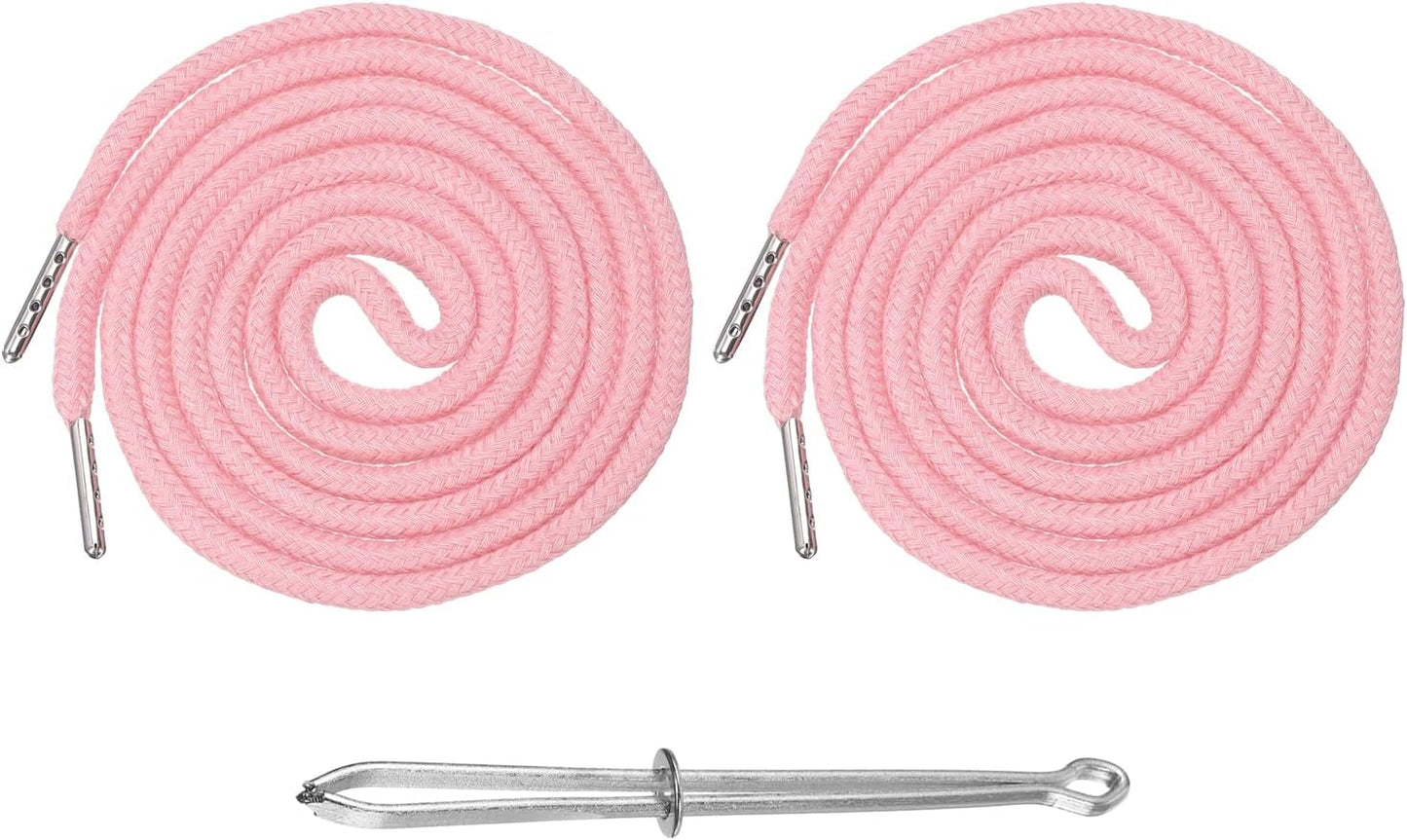 2 Pcs Drawstring for Sweatpants (Light Pink), Hoodie Strings, Drawstring Cords Draw Strings Replacement Sewing Tool with Easy Threader Apply to Shorts Pants Jackets Coats Hats