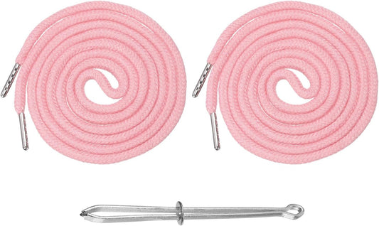 2 Pcs Drawstring for Sweatpants (Light Pink), Hoodie Strings, Drawstring Cords Draw Strings Replacement Sewing Tool with Easy Threader Apply to Shorts Pants Jackets Coats Hats