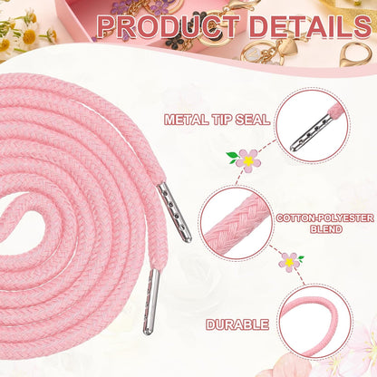 2 Pcs Drawstring for Sweatpants (Light Pink), Hoodie Strings, Drawstring Cords Draw Strings Replacement Sewing Tool with Easy Threader Apply to Shorts Pants Jackets Coats Hats
