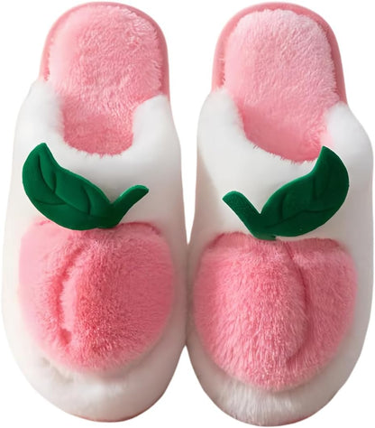 Fruit Slippers for Women, Womens Cute Cartoon Pattern Decoration Non-Slip Plush Slippers, Comfy House/Home Shoes