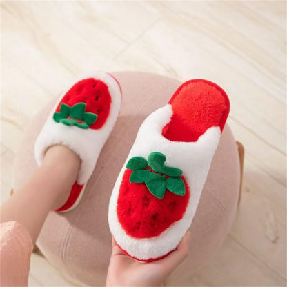 Fruit Slippers for Women, Womens Cute Cartoon Pattern Decoration Non-Slip Plush Slippers, Comfy House/Home Shoes