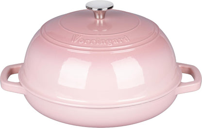 Enameled Cast Iron Dutch Oven Pot with Lid, Bread Oven for Sourdough Bread Baking, Dutch Ovens with Bread Proofing Basket& Baking Supplies Set, 6 Quart, Pink