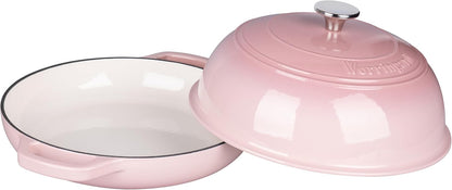 Enameled Cast Iron Dutch Oven Pot with Lid, Bread Oven for Sourdough Bread Baking, Dutch Ovens with Bread Proofing Basket& Baking Supplies Set, 6 Quart, Pink