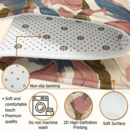 Swirls Area Rug, Contemporary Artistic Brush Patterns Curves None Muted Peach Non-Slip Soft Rectangle Carpet Stain Resistant Rugs for Living Room Bedroom Hallway Office Decor 4' X 6'