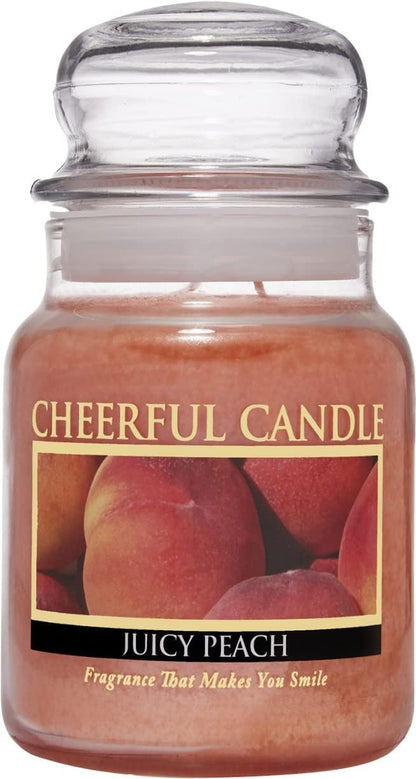 Juicy Peach Scented Glass Jar Candle (6 oz) with Lid & True to Life Fragrance Made in USA