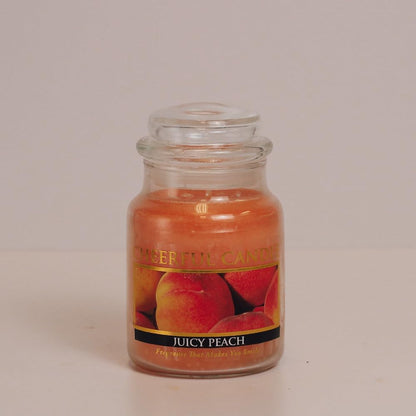 Juicy Peach Scented Glass Jar Candle (6 oz) with Lid & True to Life Fragrance Made in USA