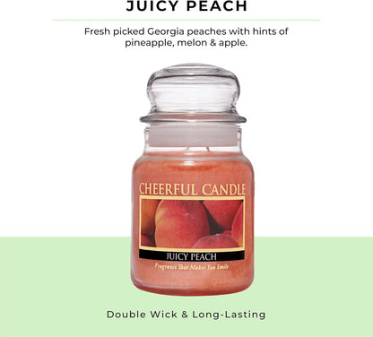 Juicy Peach Scented Glass Jar Candle (6 oz) with Lid & True to Life Fragrance Made in USA