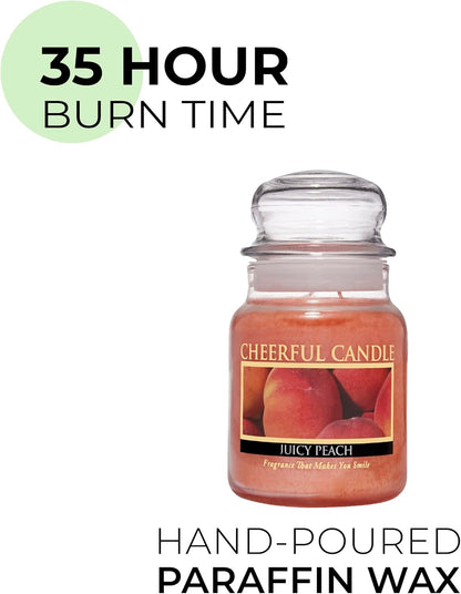 Juicy Peach Scented Glass Jar Candle (6 oz) with Lid & True to Life Fragrance Made in USA