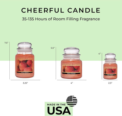 Juicy Peach Scented Glass Jar Candle (6 oz) with Lid & True to Life Fragrance Made in USA