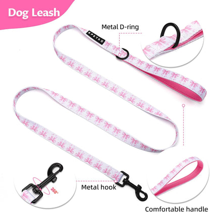 Small Dog Harness and Leash Set of 6, No Pull Soft Lightweight Mesh Puppy Harness, Adjustable Cute Floral Pattern Pet Harness for Small Medium Dogs