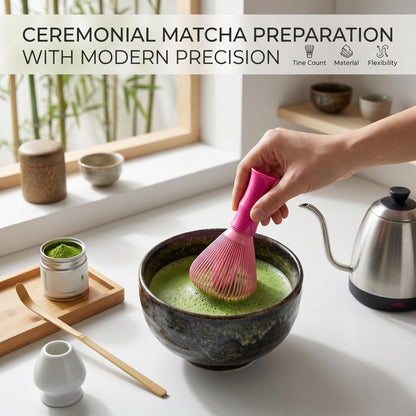 Traditional Matcha Whisk Reusable Resin Matcha Whisk Chasen Dishwasher Safe Matcha Stirrer Matcha Green Tea Powder Preparation Prepare Japanese Matcha Tea (pink)