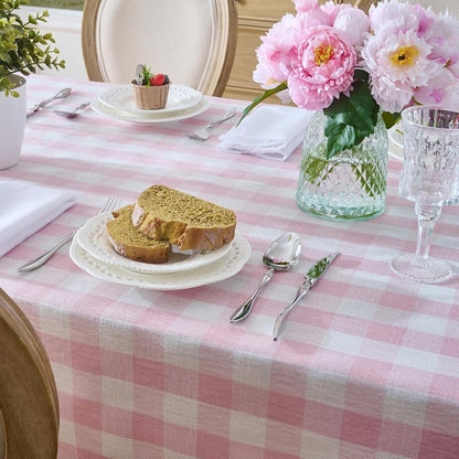 Pink Gingham Tablecloth, 60 x 90 Inch Rectangle Checkered Table Cover