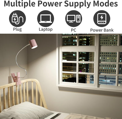 Desk Lamp,USB Clip On Light with 3 Color Modes,LED Reading Lamp