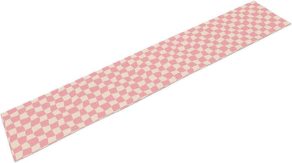 Boho Hippie Table Runner Groovy Pink Twisted Checkered Funky Modern Geometric Dinner Runner for Living Room Kitchen Party Holiday Dinner Home Decor 13x36in