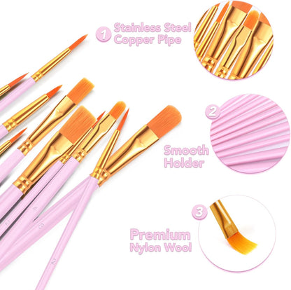 80PCS Pink Paint Brushes, Paint Brush for Acrylic Painting