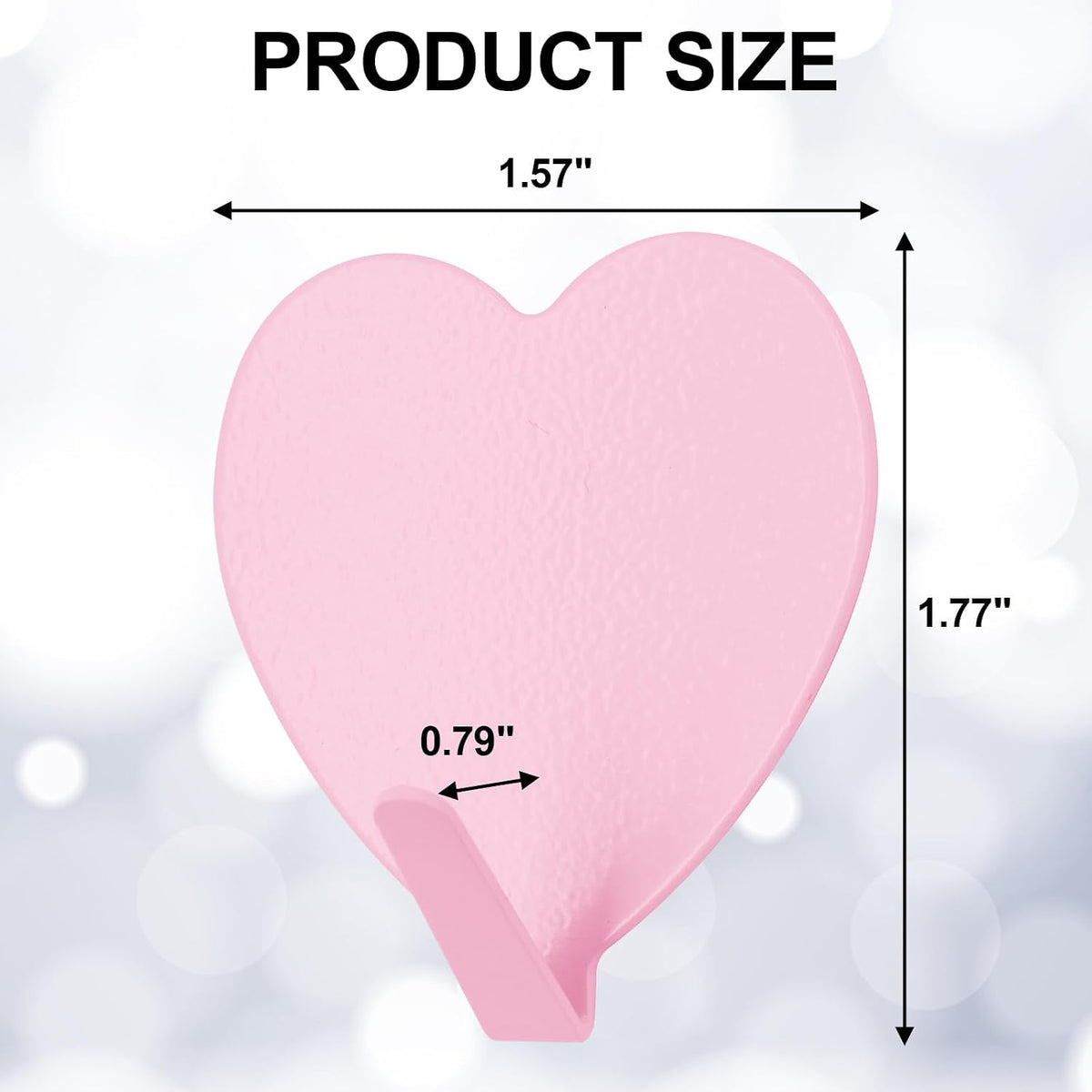 8PCS Heart Shaped Wall Hooks, Self Adhesive Hook Decorative Pink