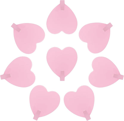 8PCS Heart Shaped Wall Hooks, Self Adhesive Hook Decorative Pink