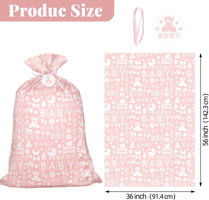 56 Inch Extra Large Pink Plastic Gift Bag for Baby Girls