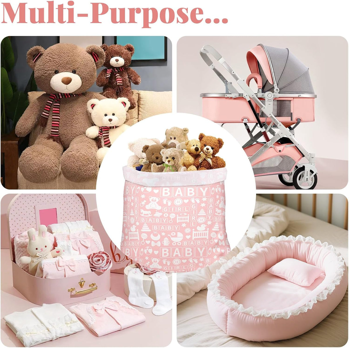 56 Inch Extra Large Pink Plastic Gift Bag for Baby Girls
