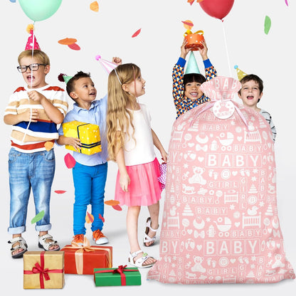 56 Inch Extra Large Pink Plastic Gift Bag for Baby Girls
