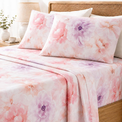 Floral Bed Sheet Set, Queen Size, 4PC