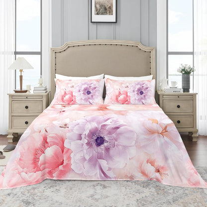 Floral Bed Sheet Set, Queen Size, 4PC