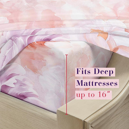 Floral Bed Sheet Set, Queen Size, 4PC