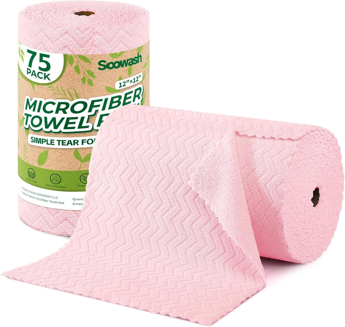 Microfiber Cleaning Cloths Roll 75 Pack 12x12 Inch Lint Free