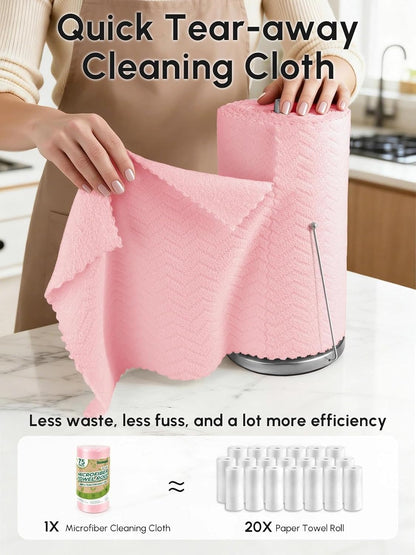 Microfiber Cleaning Cloths Roll 75 Pack 12x12 Inch Lint Free