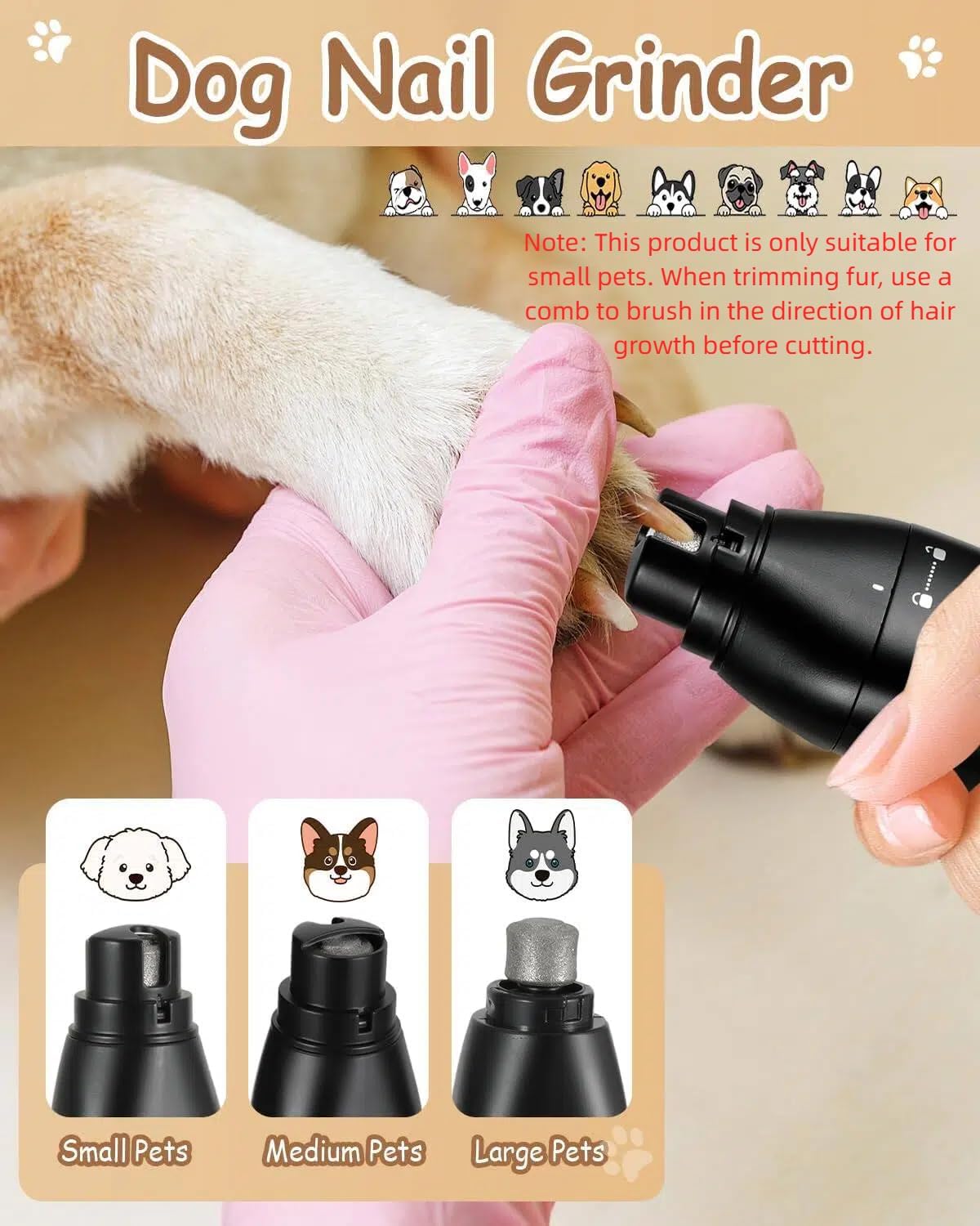 4 in 1 Dog Clippers, USB-C Rechargeable Dog Grooming Clipper Kit Nail Ginder with Two Speeds, Cordless Pet Cat Trimmer Shavers for Thick Hairs for Poodle, Small Pets