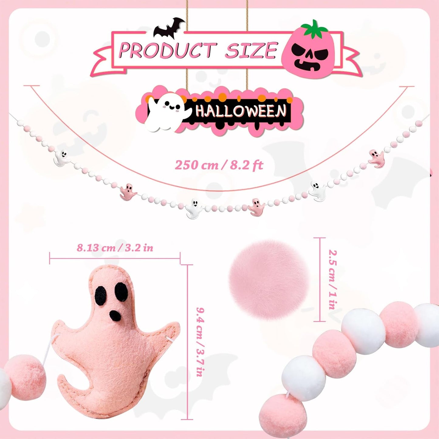 Pink Halloween Decor with Ghost Garland for Pink Halloween Decorations Garland Indoor in Pastel Decor