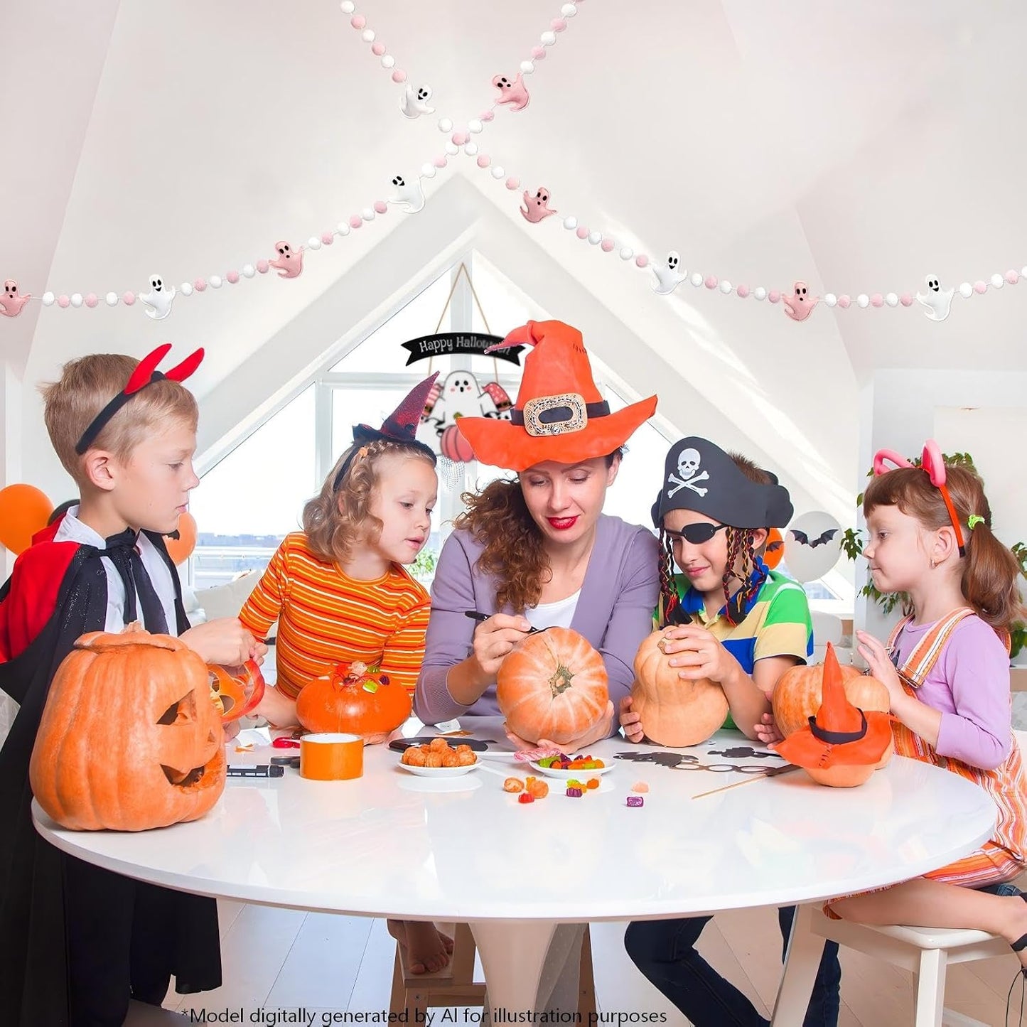 Pink Halloween Decor with Ghost Garland for Pink Halloween Decorations Garland Indoor in Pastel Decor