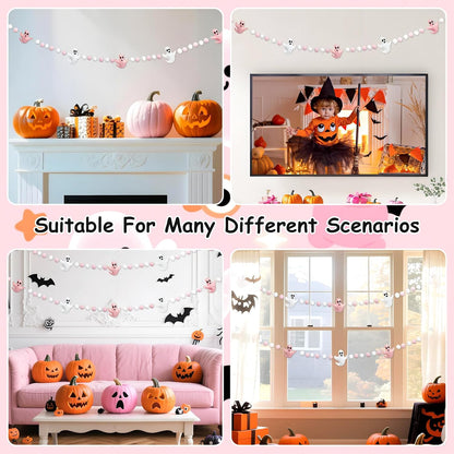 Pink Halloween Decor with Ghost Garland for Pink Halloween Decorations Garland Indoor in Pastel Decor
