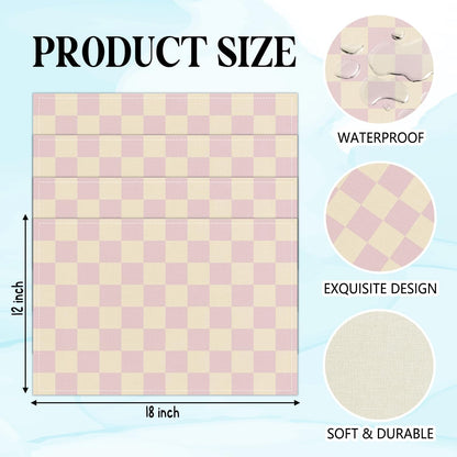 Pink Beige Checkered Mats Set of 4 Waterproof Placemats, Washable Placemats, Heat Resistant Non-Slip Place Mats for Indoor Outdoor Decoration, Dinner Kitchen Wedding Party Holiday Décor-13