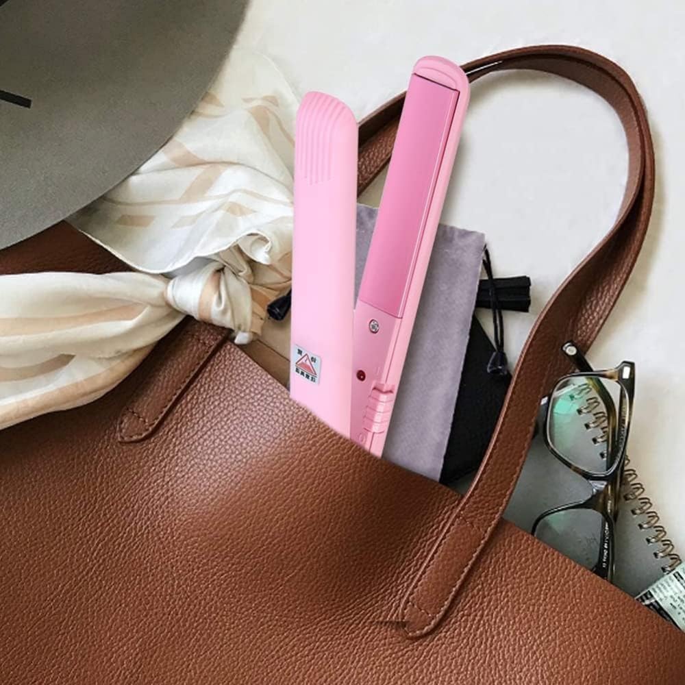 Mini Hair Curler, Ceramic Curler for Short and Fine Hair, 2 in 1 Mini Straightener with Travel Box, Hair Styling Tools