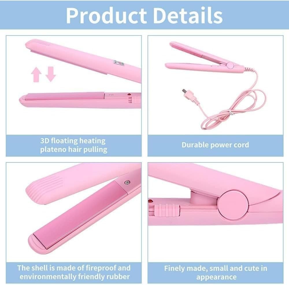 Mini Hair Curler, Ceramic Curler for Short and Fine Hair, 2 in 1 Mini Straightener with Travel Box, Hair Styling Tools