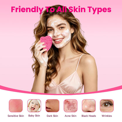 120Pcs Compressed Cellulose Sponges, Heart-Shape Exfoliating