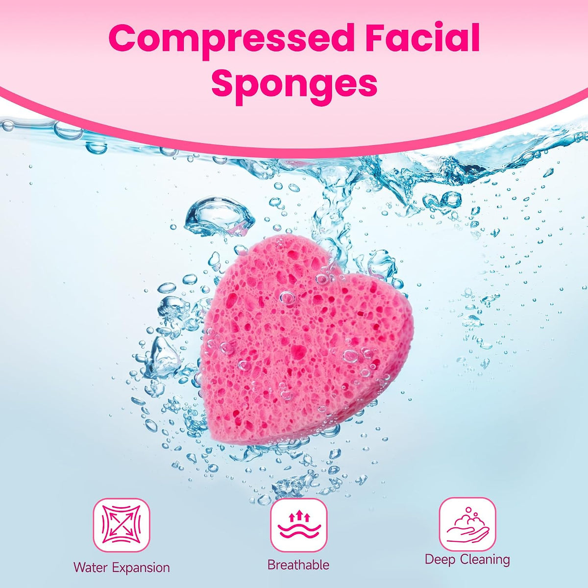 120Pcs Compressed Cellulose Sponges, Heart-Shape Exfoliating