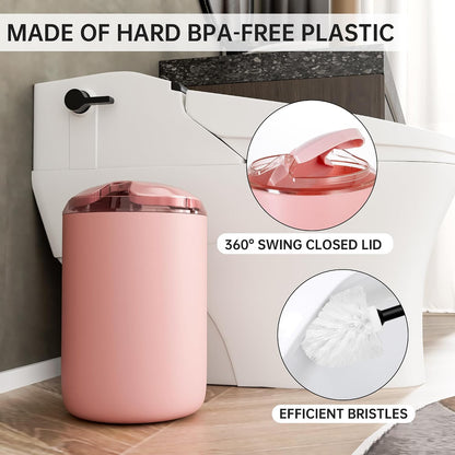 Bathroom Accessories Set 6 Piece Bath Ensemble Includes Toothbrush Holder, Soap Dispenser for Decorative Countertop and Housewarming Gift, Pink
