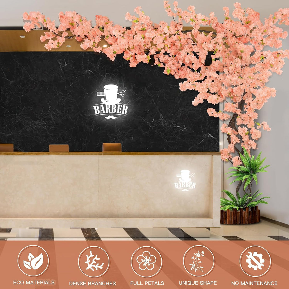 4 Pack 6.5 FT Champagne Pink Cherry Blossom Vines with LED Lights