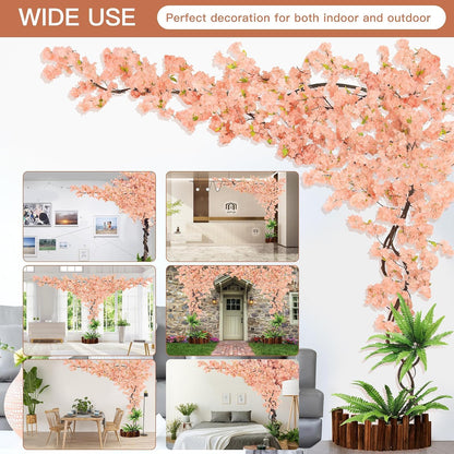 4 Pack 6.5 FT Champagne Pink Cherry Blossom Vines with LED Lights