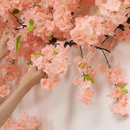 4 Pack 6.5 FT Champagne Pink Cherry Blossom Vines with LED Lights